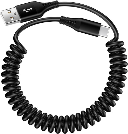 Coiled 3FT USB to USB C Car Charger Cord for iPhone 15/15 Pro/15 Pro Max/15 Plus, Fast Charging for Samsung Galaxy
