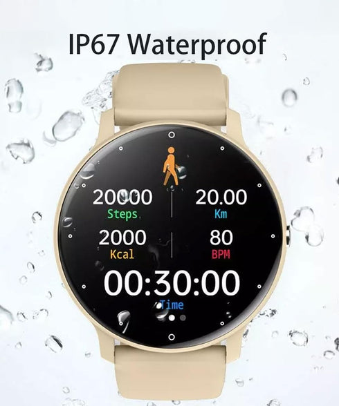 Smart Watch Men, Bluetooth Call, 1.32" HD Full Touch Screen, IP67 Waterproof, Yellow Stainless Steel Sport Watch