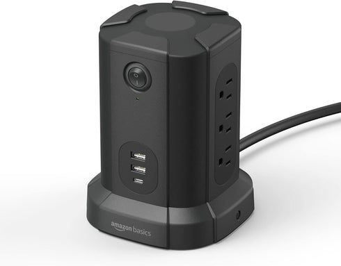 Amazon Basics Power Strip Tower Charging Station, Surge Protector 1080J, 9 Outlet with Integrated