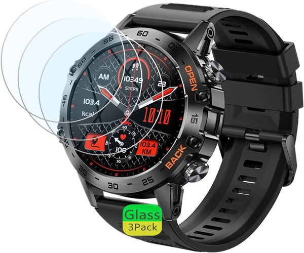 Compatible for SUNKTA K52 1.39" Military Smart Watch Screen Protector (3 Pack) 9H Tempered Glass Film
