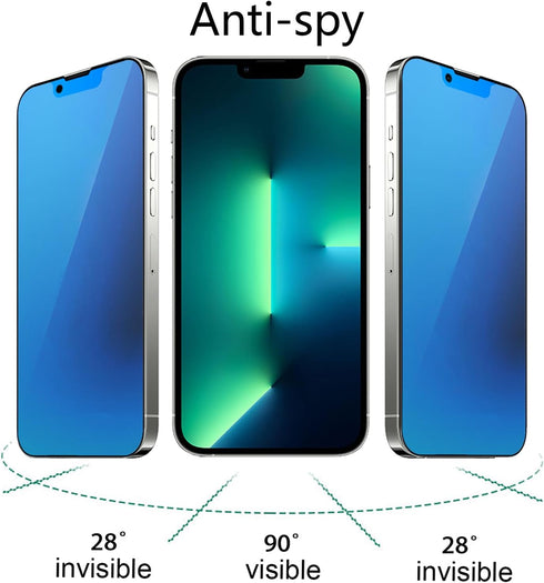 2 Pack Matte Anti-Blue Privacy Tempered Glass for iPhone 13 Pro Max/iPhone 14 Plus Anti-glare Anti-Spy Screen Protector Anti- Peeping Film Electroplated Blue 6.7 inch