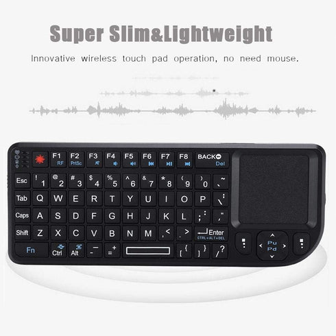 2.4GHz Wireless Touchpad Keyboard, RT-MWK02 Rechargeable Ultra-Thin Mini USB Backlit Keyboard for HTPC, PS3, 360, ONE