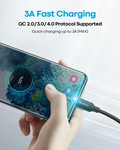 Black USB C Charger Cable 10 ft, Long USB A to USB C Cable Fast Charging Cord Braided Compatible with iPhone 15 Pro Max Plus Samsung Galaxy S22 S21 S20, PS5 Controller and More Type C Devices