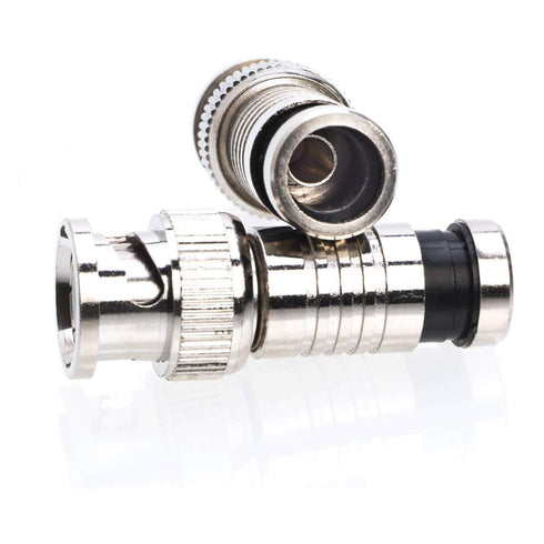 RG59 360 (50 BNC Compression Connector Fixed Pin, All-Metal Nickel-Plated, Radial Compression for Secure Signal