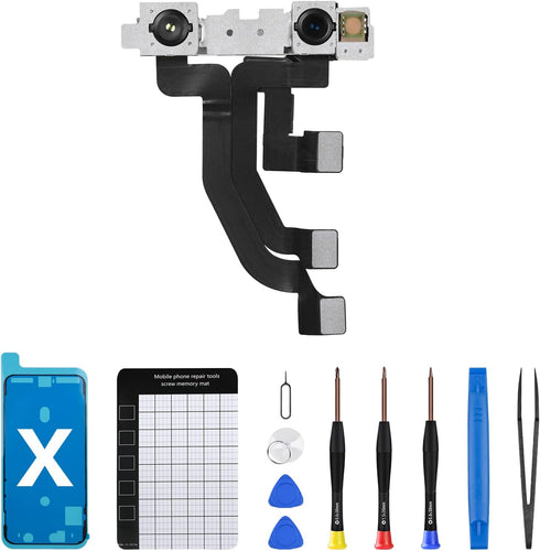 OEM Front Camera Replacement for iPhone X, New Face Front 7MP Camera Part Flex Cable Connector, Repair Fix Tools Kit