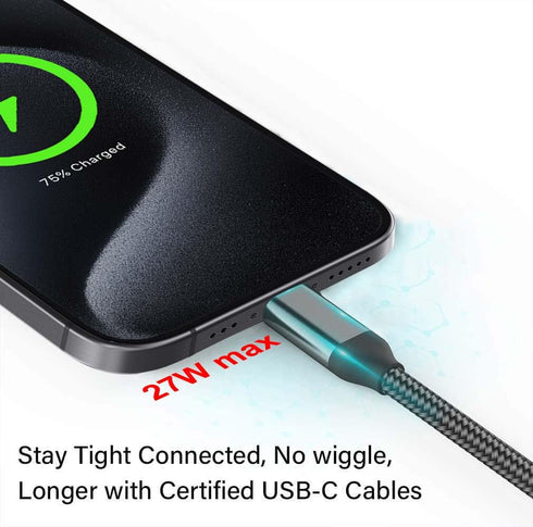 10FT USB C Cable 2PACK, Fast Charging for iPhone 15 16 Pro Max, iPad Pro, Nylon Cord for Samsung Galaxy & More