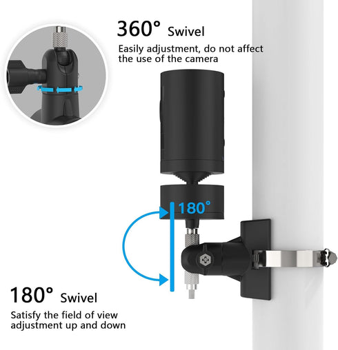 Camera Mount Pipe Mounting Bracket - For Stick Up Cam/Pro/Battery with Pan-Tilt, Ring Indoor Camera, Spotlight Cam