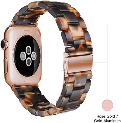 Light Fashion Resin Apple Watch Band for Series 9 8, Compatible with 40mm for Women (Tortoise Stone)