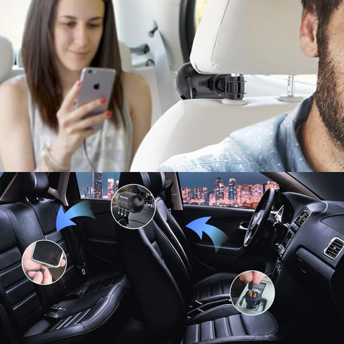 OHLPRO 3 in 1 Multi Car Backseat Charging Station Box Compatible with iPhone, Samsung, Uber, Lyft, Turo