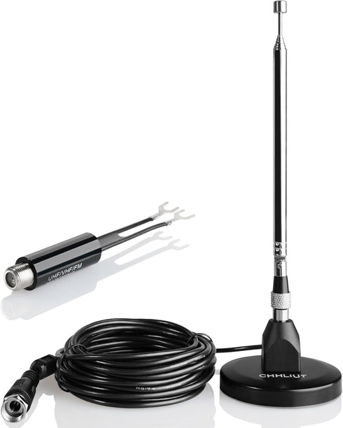 CHHLIUT FM Antenna for Stereo Receiver Magnetic Base, 16ft Coaxial Cable, Retractable, Perfect
