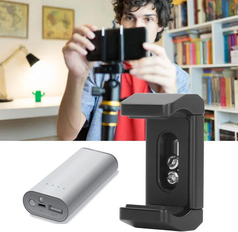 Aluminum Power Bank Holder, 53-80mm Width Range, Mount Clamp for Camera with Nonslip Protection