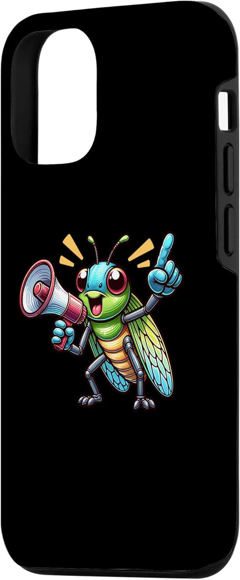 iPhone 15 Robotic Grasshopper With Megaphone, Colorful And Playful Toy Case