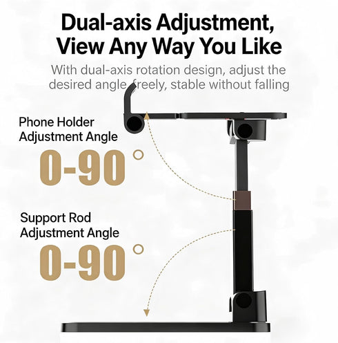PTDFG Devices(1 Pack Adjustable Phone Stand for Desk - Foldable Cell Phone Holder for All Phones and Android Black)
