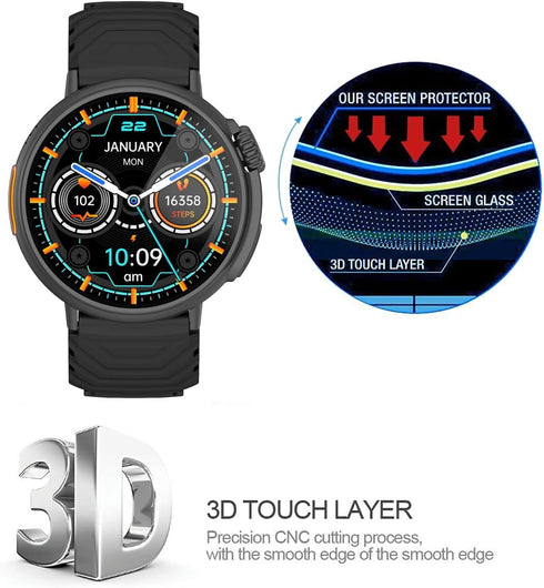 3 Pack Screen Protector Tempered Glass Compatible with MISIRUN GT88 1.52 inch Smart Watch, Anti-Scratch Foils