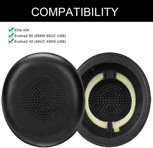 Replacement Earpads for Jabra Evolve2 65 (65MS 65UC USB)/Evolve2 40 (40UC 40MS USB)/Elite 45h Headphone Ear Pads with