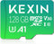 KEXIN 128GB Micro SD Card with Adapter, Up to 90MB/s 4K, V30, A1, C10, Compatible with Action Camera, Drone, Smartphone