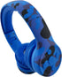 Toddler Wireless Headphones, Kids Camo Bluetooth Headphones, 15 Hours Playtime, Foldable with Built-in Mic, Blue Camo