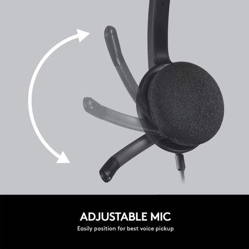 Logitech H340 USB Headset - Stereo USB for Windows & Mac, Black - Perfect for clear audio and comfort.