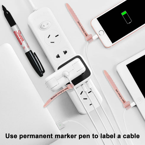 12 Pack Reusable Cable Zip Ties, 4.5 Inch Pink Elastic Silicone Cord Organizer Straps for Phone Charging, Cable