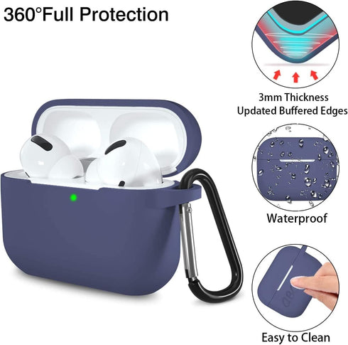 Lerobo Compatible with AirPods Pro Case - Waterproof Silicone Cover, Supports Wireless Charging, Blue Gray