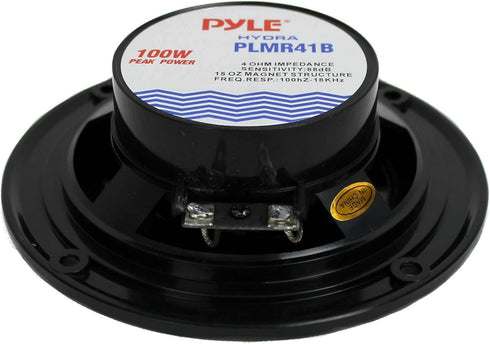 Pyle 4 PLMR41B 4" 200W Dual Cone Waterproof Marine Boat Stereo Speakers, 2 Pairs