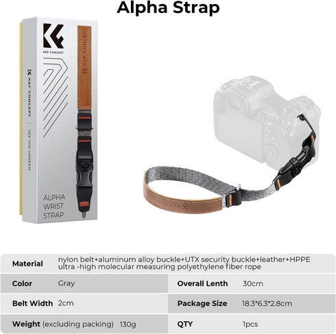 K&F Concept Adjustable Nylon Camera Wrist Strap for Photographers, Compatible with Sony Canon Nikon Fuji DSLR SLR