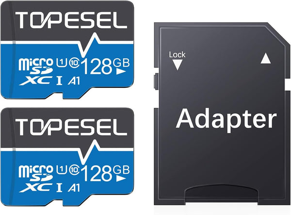 TOPESEL 128GB Micro SD Card 2 Pack, UHS-I TF Card Class 10 for Camera, Phone, Galaxy, Drone, Dash Cam