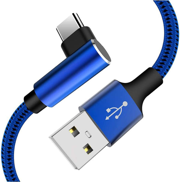 Extra Long Right Angle USB Type C Cable, 2 Pack 10FT Fast Charger USB A to USB C Nylon Braided Cord
