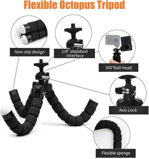 KUANVE 4 1 in Action Camera Accessories Kit, Floating Handle Grip, Suction Cup Mount, Handheld Selfie Stick and Mini