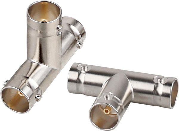 2PCS BNC Splitter Adapter, 75 Ohm BNC Female to Dual Female Splitter 1 in 2 Out for SDI HD-SDI CCTV Security System