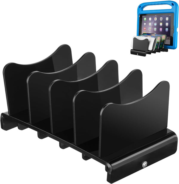 Acrylic Multi Device Organizer Stand, 4 Slots Desktop Storage Holder for Portable Charger Power Banks, Compatible with