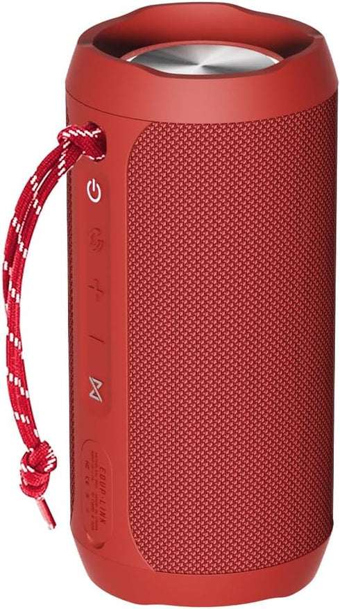 EDUPLINK Bluetooth Speaker - Portable Waterproof IPX7 Wireless Speaker with TWS Pairing & Built-in Microphone, Red