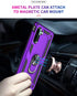 for Samsung Galaxy Note 10 Case, Military-Grade Metal Ring Holder Kickstand, Shockproof Cover for Note10, Purple