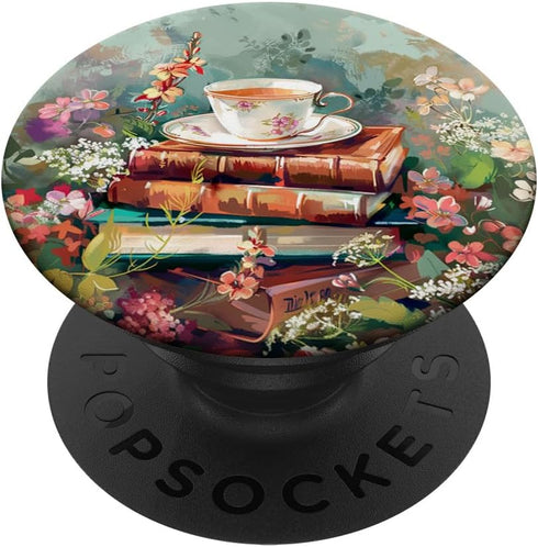 Vintage Cozy Reading Nook Vibes Coffee & Flowers Books PopSockets Standard PopGrip