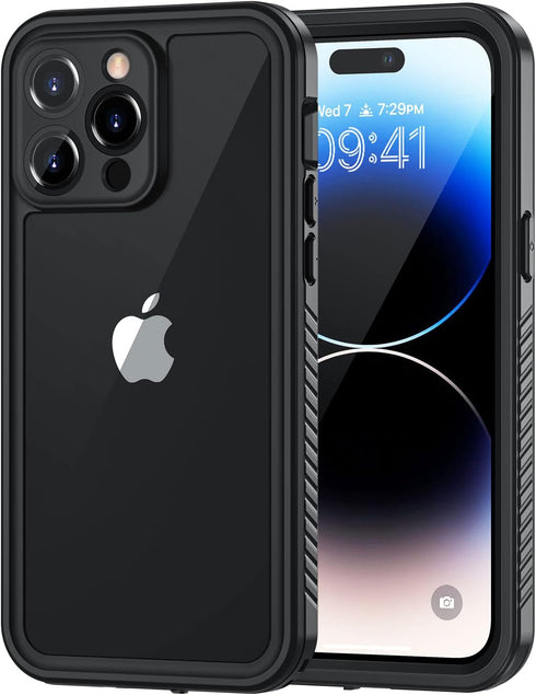 Lanhiem Waterproof Case for iPhone 14 Pro Max, IP68 Dustproof with Built-in Screen Protector, Rugged Shockproof Cover