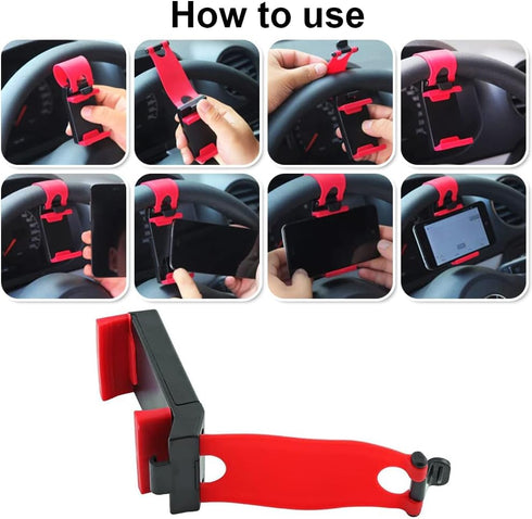 3 Pcs Adjustable Car Phone Holder Cradles, Universal Mobile Phone Mount for Car Steering Wheel