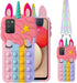 for Samsung Galaxy A02S/A03S Case, Cartoon Fun Kawaii Cute Silicone Bubble Button Decompression Case