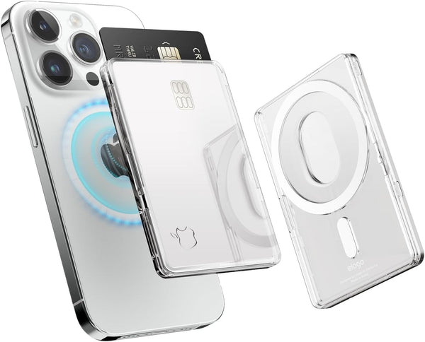 elago Clear Magnetic Card Holder Compatible with MagSafe for iPhone 15/14/13/12 Series - Durable Polycarbonate