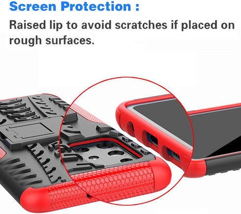 Asuwish Phone Case for Samsung Galaxy A51 4G with Tempered Glass Protector, Heavy Duty Rugged Cover, Red