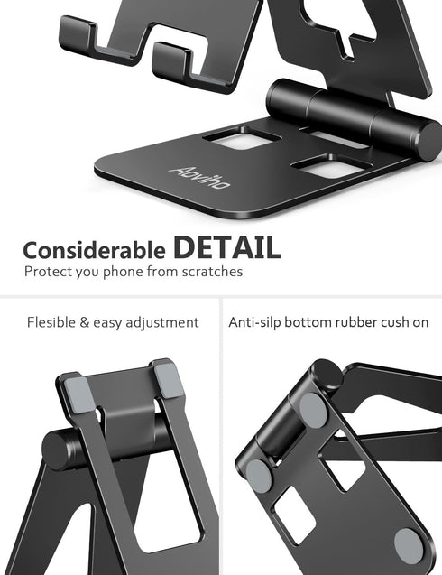 Cell Phone Stand for Desk, Adjustable Desktop Phone Holder Stand, Foldable Mobile Phone Dock for iPhone 15, 14, 13, 12,