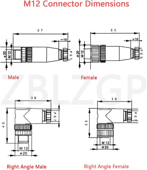 M12 8 Pin Aviation Sensor Connector Waterproof Screw Threaded Coupling Electrical Connector Field Wireable Right Angle