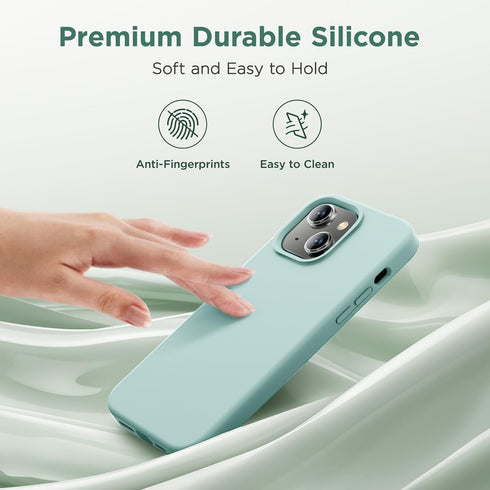 Cordking iPhone 15 Plus Case, Silicone Ultra Slim Shockproof Protective Phone Case, Mint Green