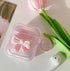 Cute AirPods 2/1 Generation Clear Case, Girly 3D Bow Design Soft TPU Protective Shockproof Kawaii Apple iPod 2nd/1st Generation Cover with Cleaner Kit & Keychain Girls Women - Pink Bow