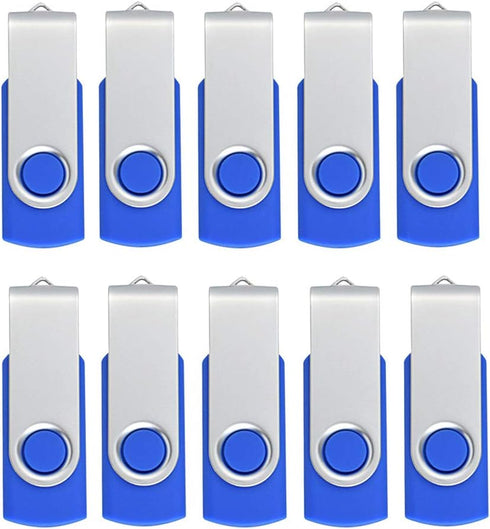 Aiibe 10 Pack 4GB USB Flash Drive, Blue Thumb Drives, USB 2.0 Memory Stick Wholesale/Bulk