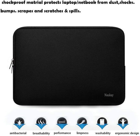 Naukay 15.6 Inch Laptop Sleeve Case, Resistant Neoprene Notebook Pocket Case for Asus/Dell/Fujitsu/HP/Sony/Toshiba/Acer