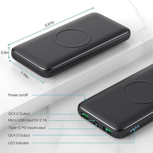 HETP 13800mAh 15W 25W 4.0 5 Pack 16/15/14/13/12,Android Wireless Portable Charger Power Bank, Fast Wireless Charging PD