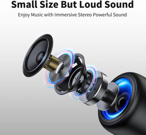 Bobtot Portable Bluetooth Speakers, Waterproof Speaker with Loud Stereo Sound, 15 Hours Playtime, Mini Speaker with