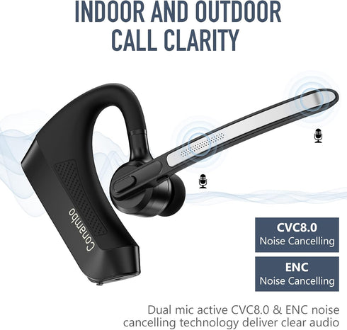 Conambo K21 Bluetooth Headset V5.1, CVC 8.0 Dual Mic Noise Cancelling Wireless Headset, 16Hrs Talking Time for iOS