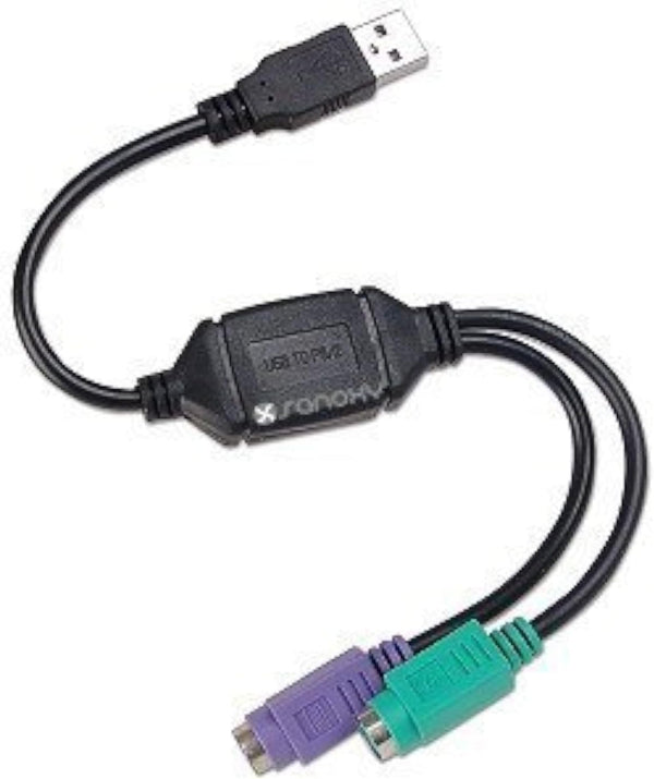 SANOXY USB to Dual PS/2 Adapter for Mouse and Keyboard, Black