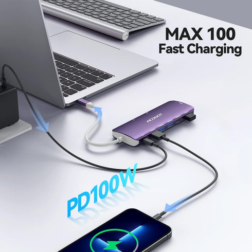 Acodot 9 1 4K@60Hz 3 3.0 100W in USB C Hub - HDMI Adapter, USB Ports, SD/TF Card Reader, PD, Multiport Adapter